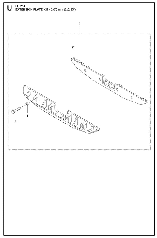Extension Plate Kit-2x75 mm (2x2.95&quot;) Parts For LH 700 By Husqvarna
