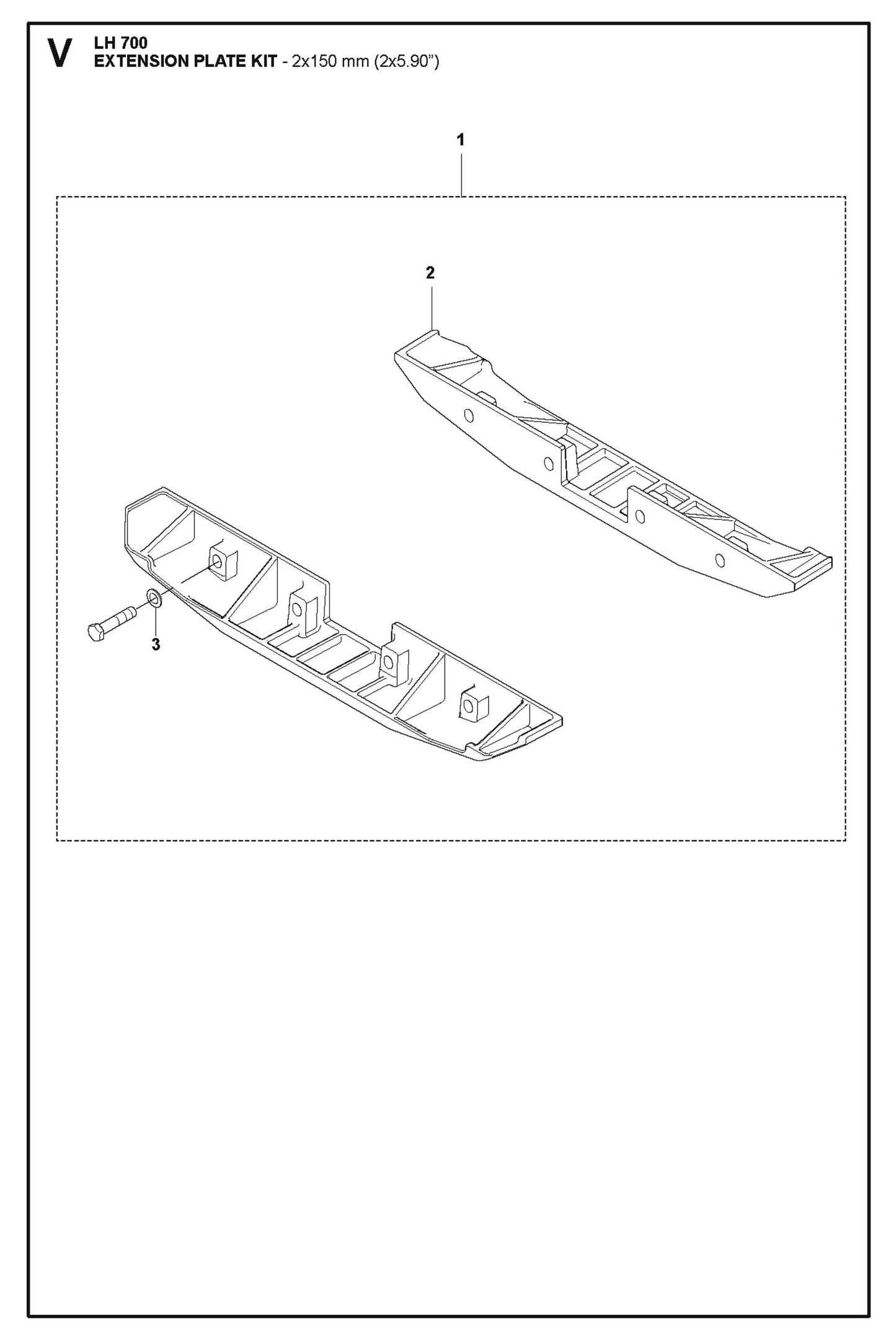 Extension Plate Kit-2x150 mm (2x5.90&quot;) Parts For LH 700 By Husqvarna