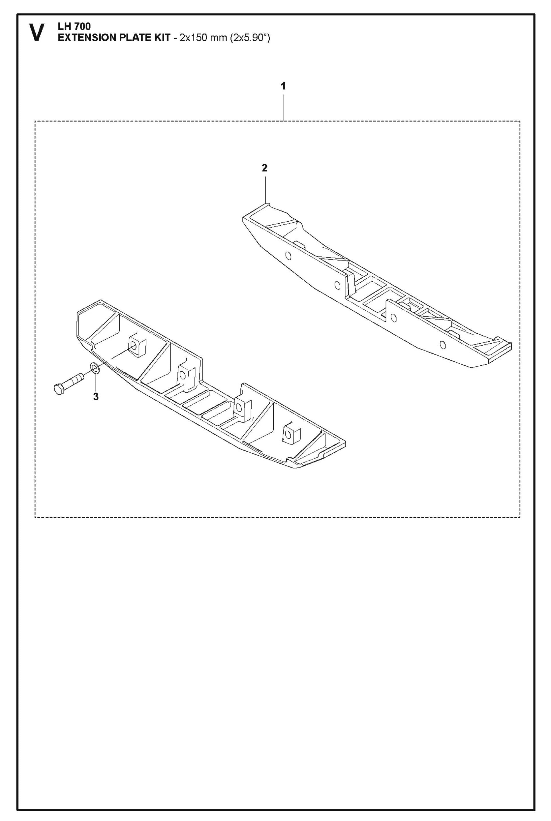 Extension Plate Kit-2x150 mm (2x5.90&quot;) Parts For LH 700 By Husqvarna