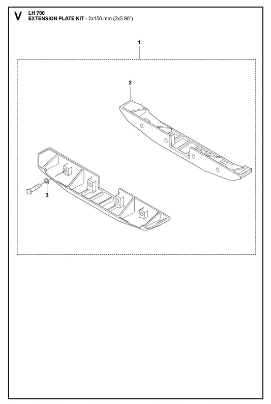 Extension Plate Kit-2x150 mm (2x5.90&quot;) Parts For LH 700 By Husqvarna