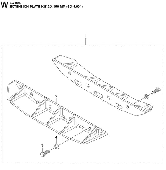 Extension Plate Kit 2*150 mm (5*5.90&quot;) Parts For LG 504 Reversible Plate Compactor By Husqvarna