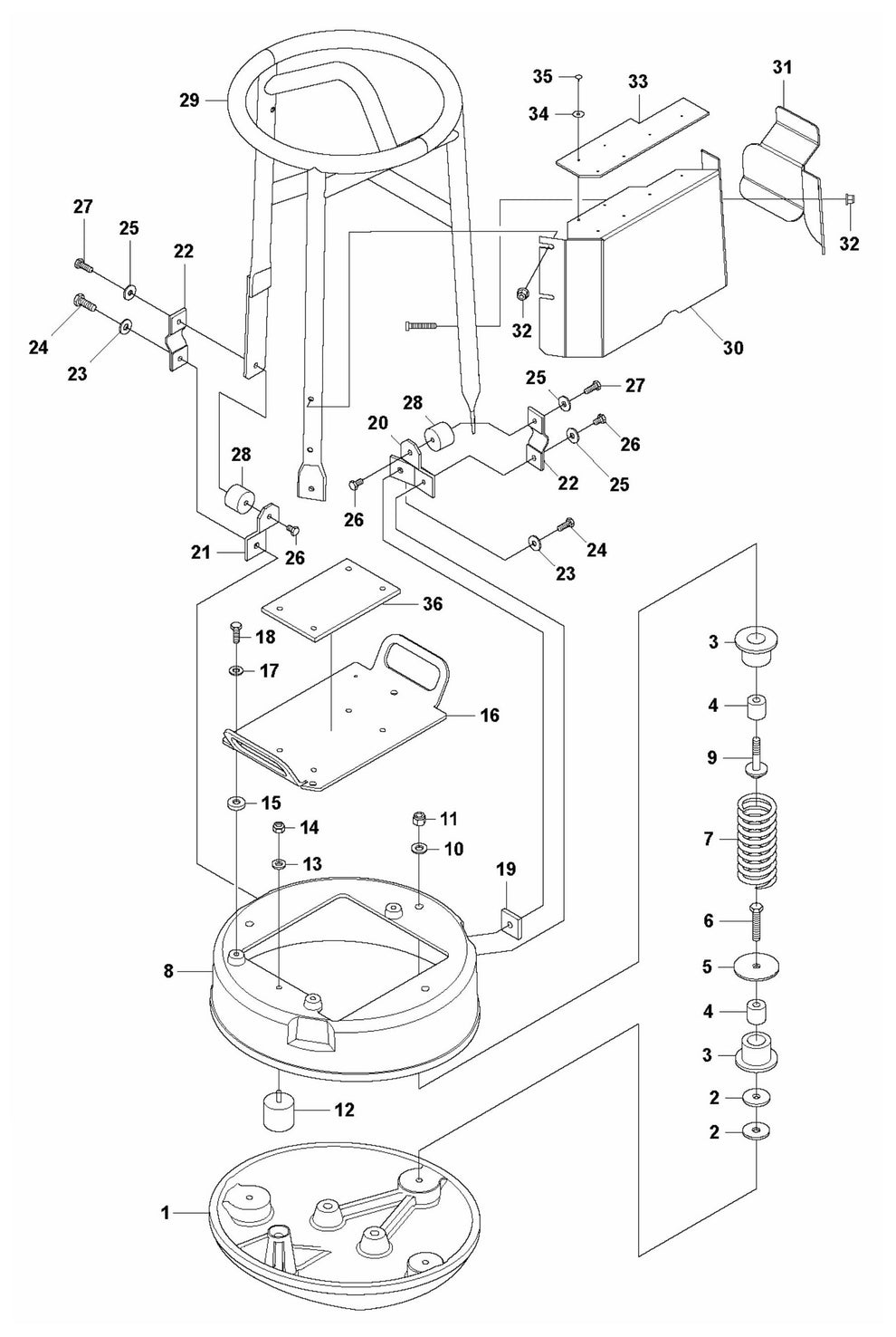 LX 90 Base Plate Assembly Parts by Husqvarna
