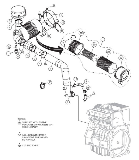 Air Intake Hose Assembly Parts-SP605716, SP605720, SP605726, SP605730, SP605736 57 HP DEUTZ DIESEL ENGINE
