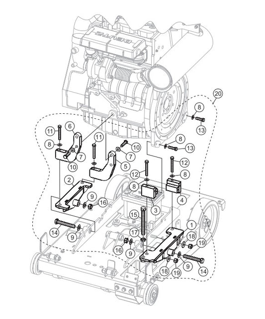 Engine Mounting Assembly Parts-SP605716, SP605720, SP605726, SP605730, SP605736 57 HP DEUTZ DIESEL ENGINE