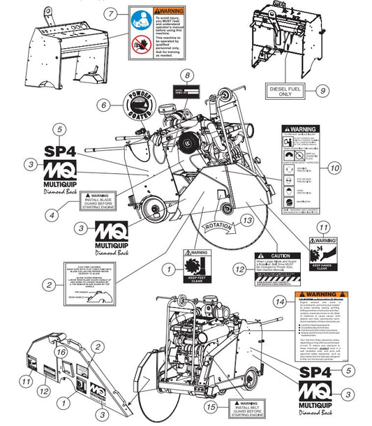 Nameplate and Decals Assembly Parts-SP605716, SP605720, SP605726, SP605730, SP605736 57 HP DEUTZ DIESEL ENGINE