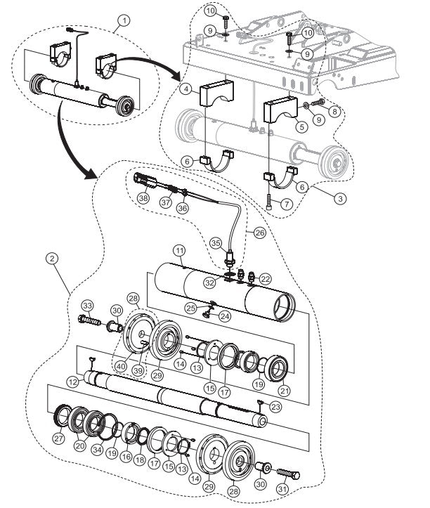 Bladeshaft and Mounting Assembly Parts-SP605716, SP605720, SP605726, SP605730, SP605736 57 HP DEUTZ DIESEL ENGINE