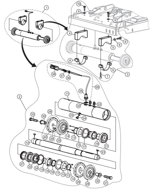 Bladeshaft and Mounting Assembly Parts-SP605716, SP605720, SP605726, SP605730, SP605736 57 HP DEUTZ DIESEL ENGINE