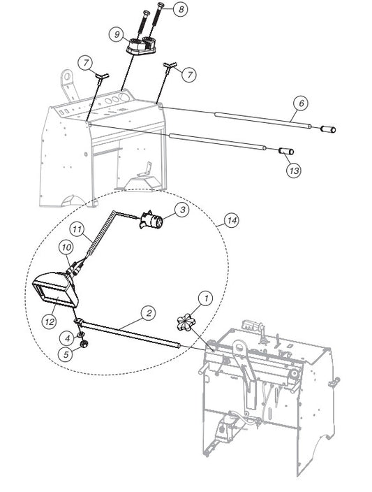 Handle and Light Assembly Parts-SP605716, SP605720, SP605726, SP605730, SP605736 57 HP DEUTZ DIESEL ENGINE