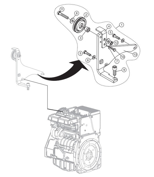 Cable Mount Assembly Parts-SP605716, SP605720, SP605726, SP605730, SP605736 57 HP DEUTZ DIESEL ENGINE