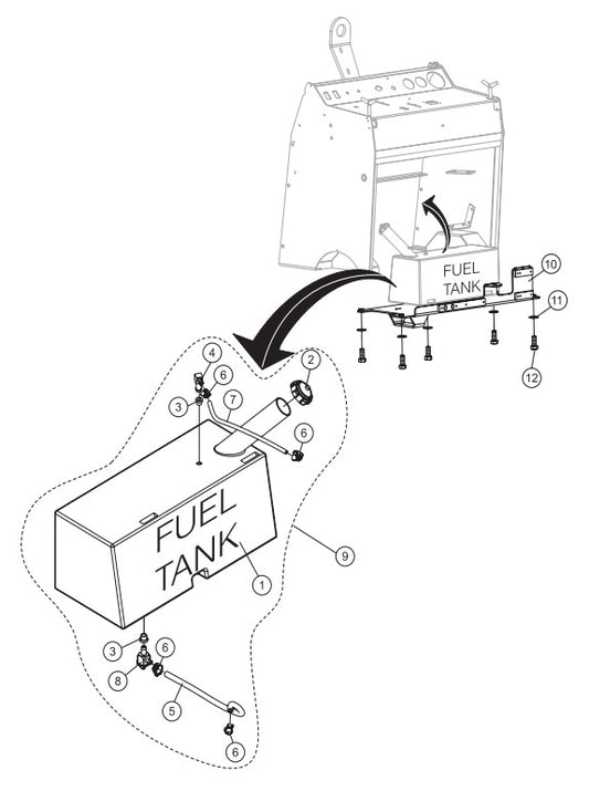 Fuel Tank Assembly Parts-SP605716, SP605720, SP605726, SP605730, SP605736 57 HP DEUTZ DIESEL ENGINE