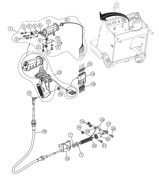 F-N-R Control Handle Assembly Parts-SP605716, SP605720, SP605726, SP605730, SP605736 57 HP DEUTZ DIESEL ENGINE