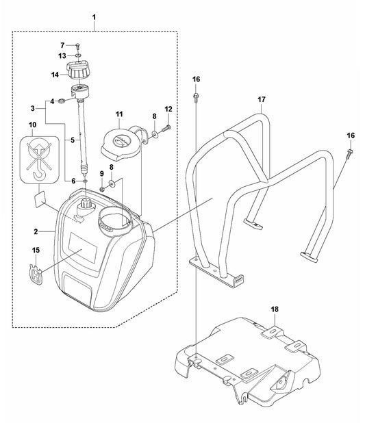 LF 100 LAT Petrol Engine Plate and Water Tank-Hatz Assembly Parts by Husqvarna