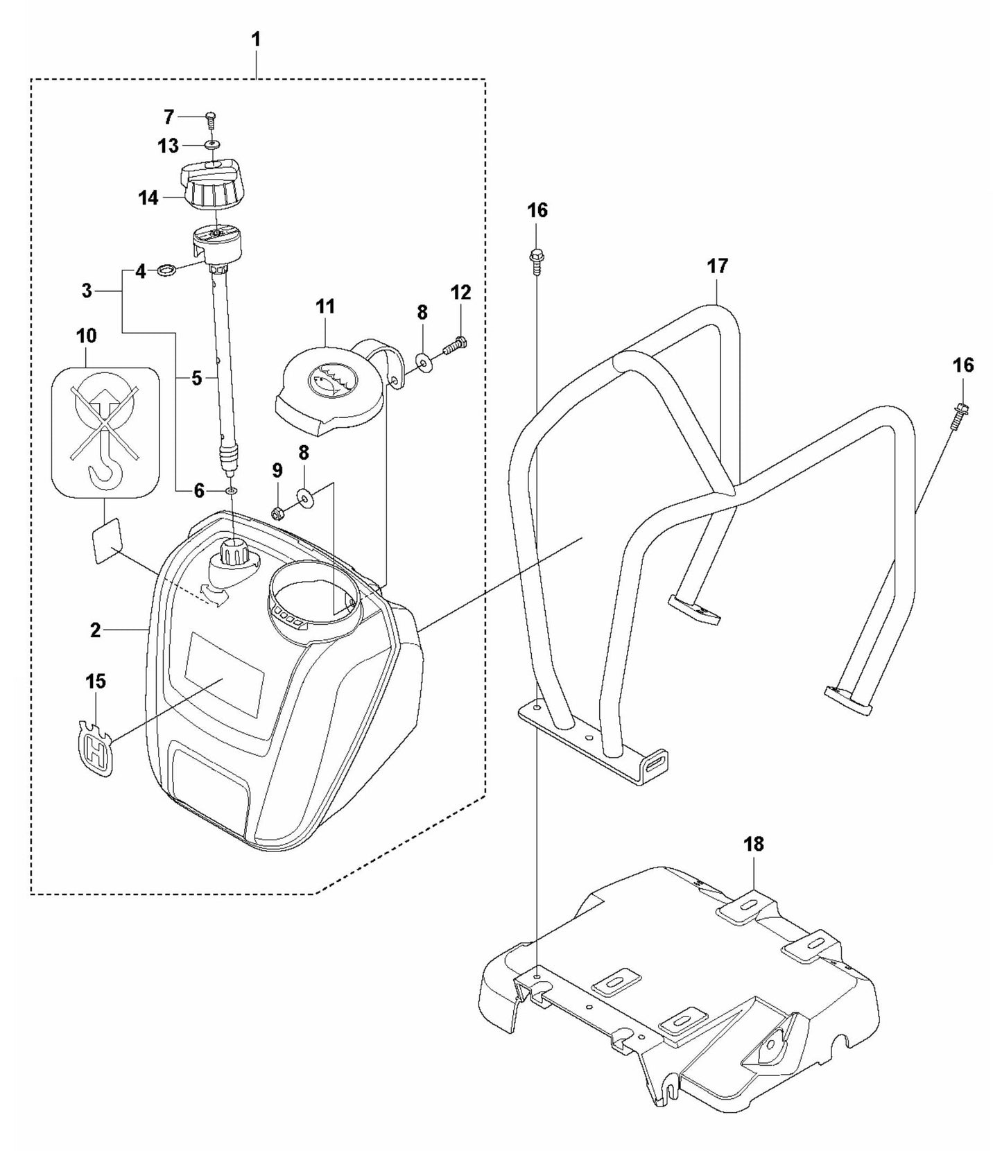 LF 100 LAT Diesel Engine Plate and Water Tank-Hatz Assembly Parts by Husqvarna