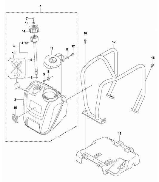 LF 100 LAT Diesel Engine Plate and Water Tank-Hatz Assembly Parts by Husqvarna