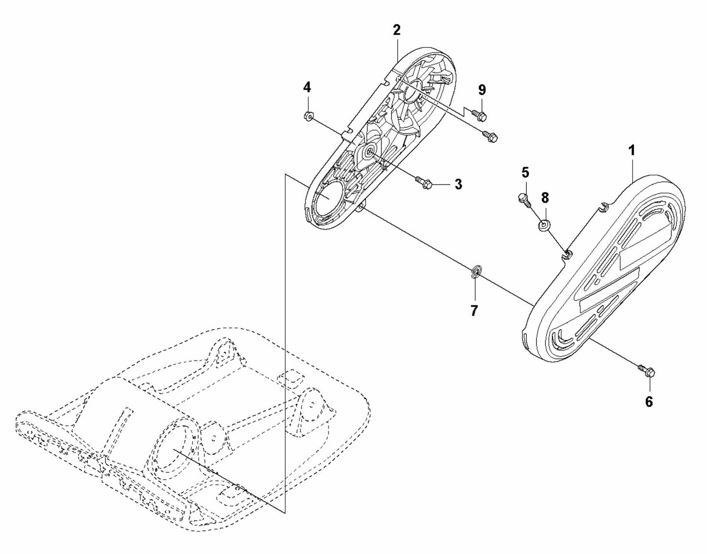 LF 100 LAT Petrol Belt Guard-Honda Assembly Parts by Husqvarna