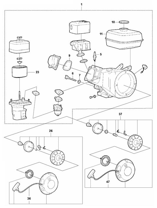 LF 100 LAT Petrol Engine-Honda GX 160 UT2 SXS4 OH Assembly Parts by Husqvarna