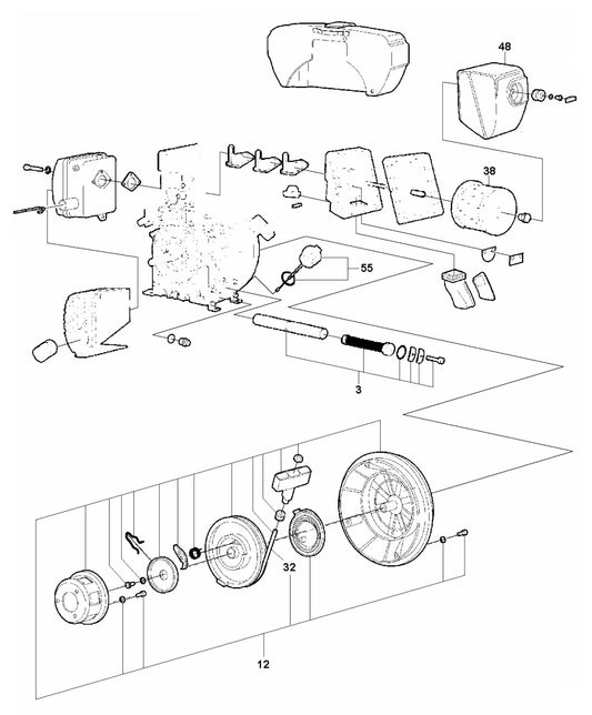 LF 100 LAT Diesel Engine-Hatz 1B20-Manual Start Assembly Parts by Husqvarna