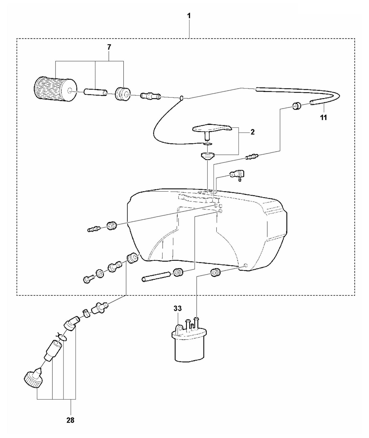 LF 100 L Diesel Fuel Tank-Hatz 1B20 Assembly Parts by Husqvarna