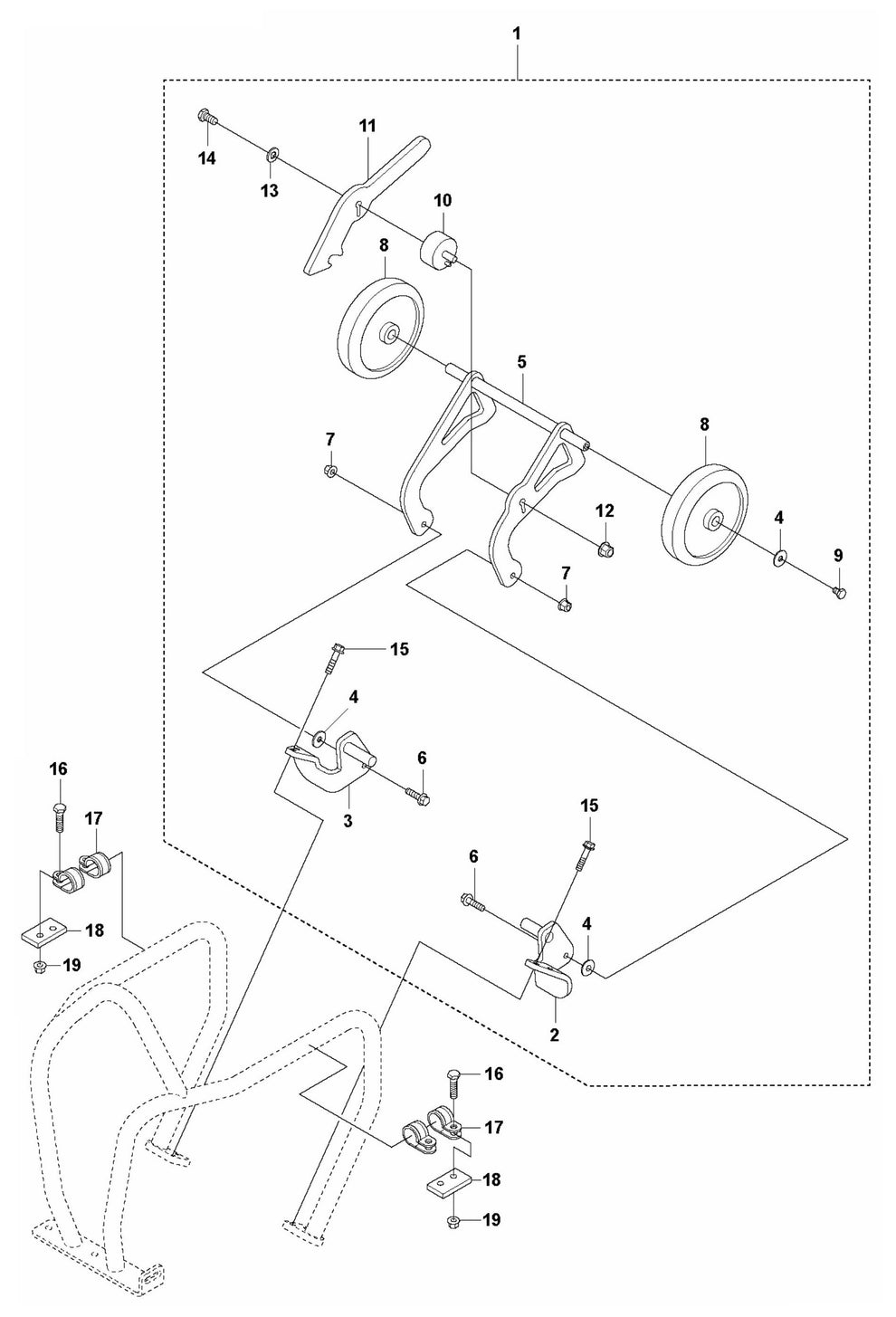 LF 100 LAT Petrol Transport Device Assembly Parts by Husqvarna