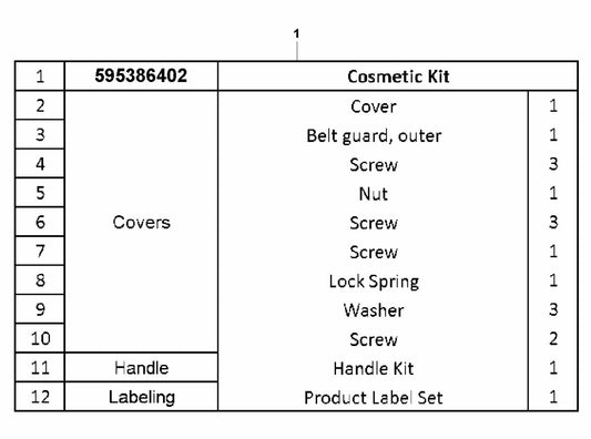 LF 100 LAT Diesel Cosmetic Kit-Honda Assembly-1 Parts by Husqvarna