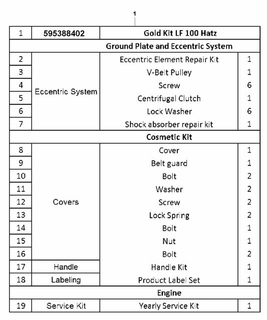 LF 100 LAT Diesel Gold Kit-Hatz Assembly-1 Parts by Husqvarna