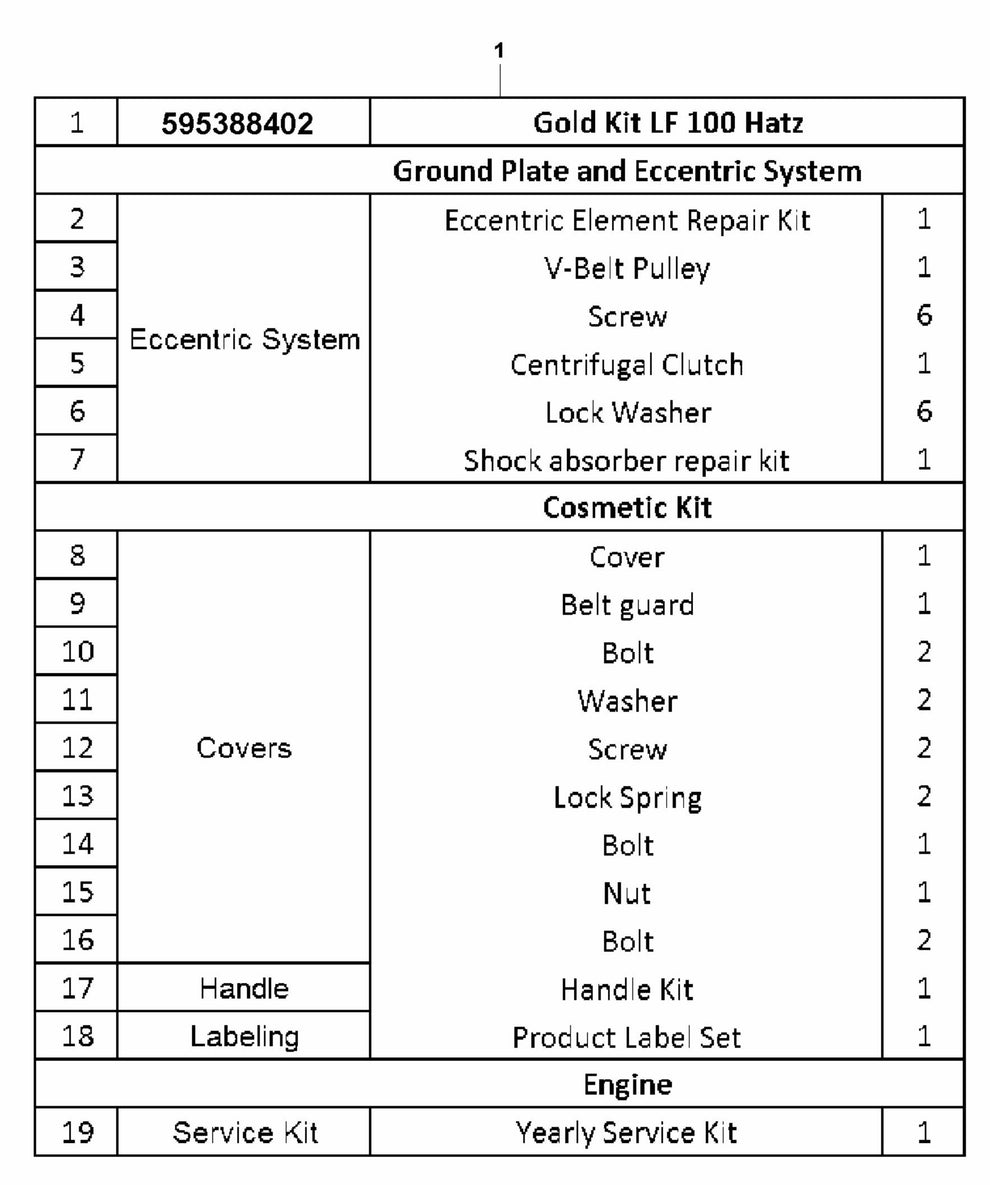 LF 100 LAT Diesel Gold Kit-Hatz Assembly-1 Parts by Husqvarna