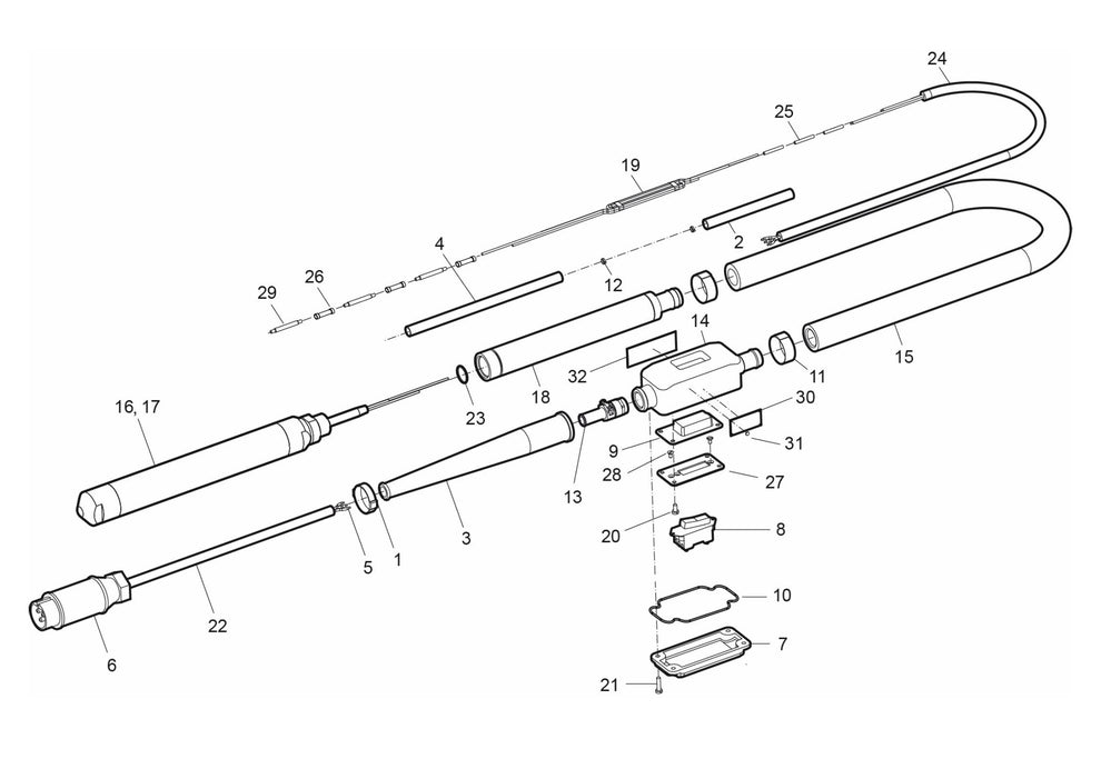 AX56 42V-3-200Hz Rigid cane Complete Product Assembly Parts by husqvarna