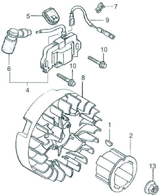 MTX70HD Honda GX100RTKRBF Engine Flywheel Ignition Assembly Parts