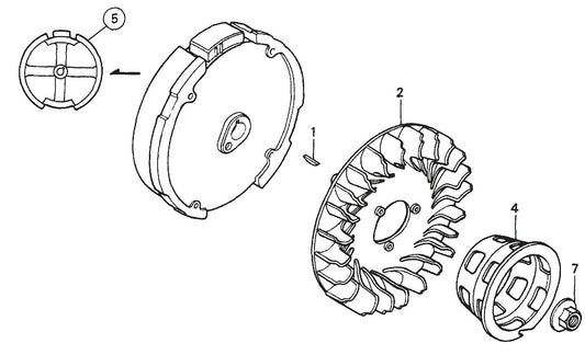 MQ MQD305 / MQD306 / MQD306HA HONDA GX120K1QX2 ENGINE Flywheel Assembly Parts By Multiquip
