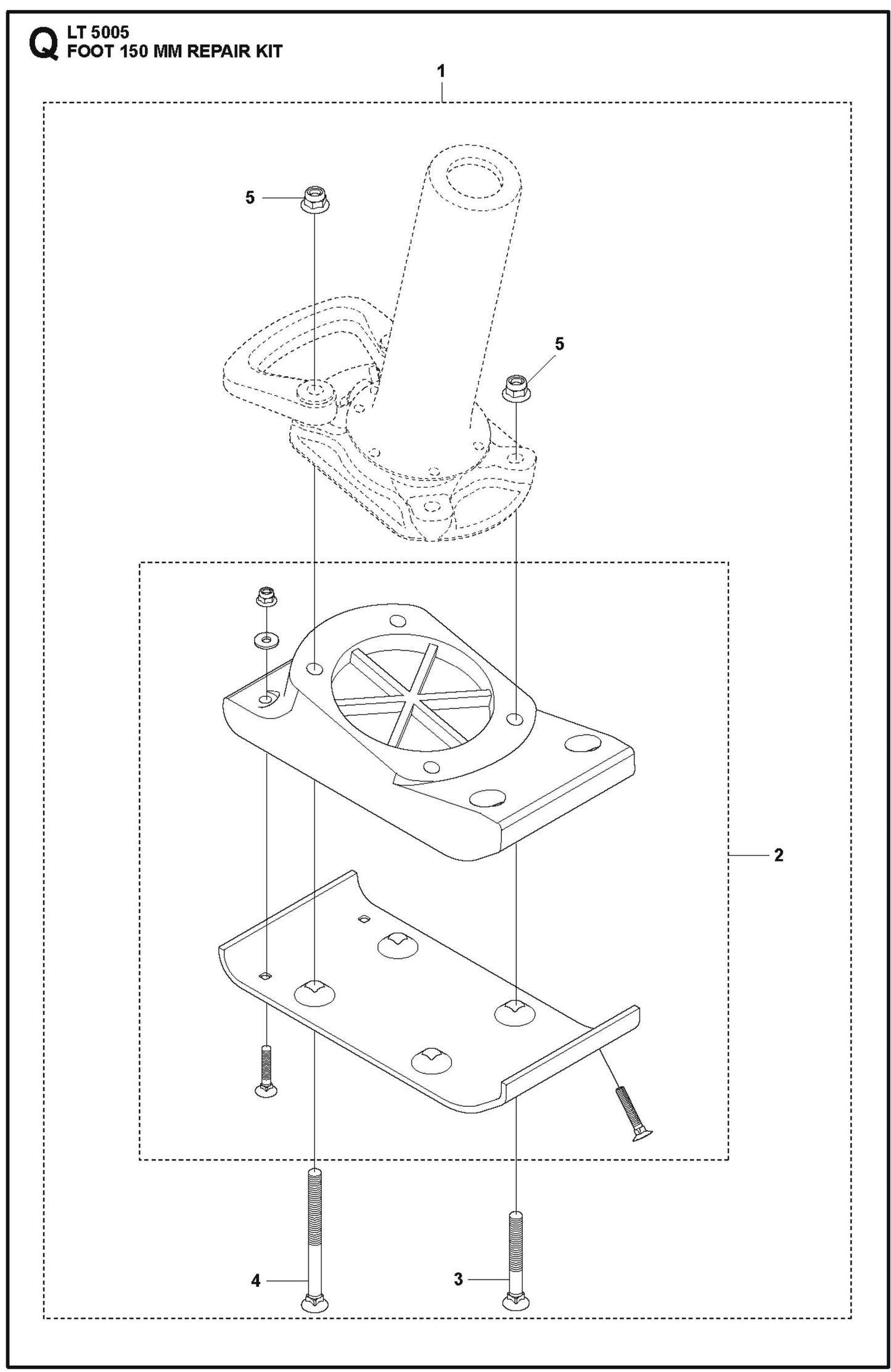Foot 150 mm Repair Kit For LT 5005 Compaction Rammers By Husqvarna
