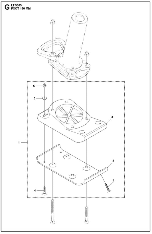 Foot 150 mm Assembly Parts For LT 5005 Compaction Rammer By Husqvarna