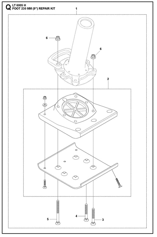 Foot 230 mm (9&quot;) Repair Kit Parts For LT 6005 H - 967854503 Compaction Rammers By Husqvarna