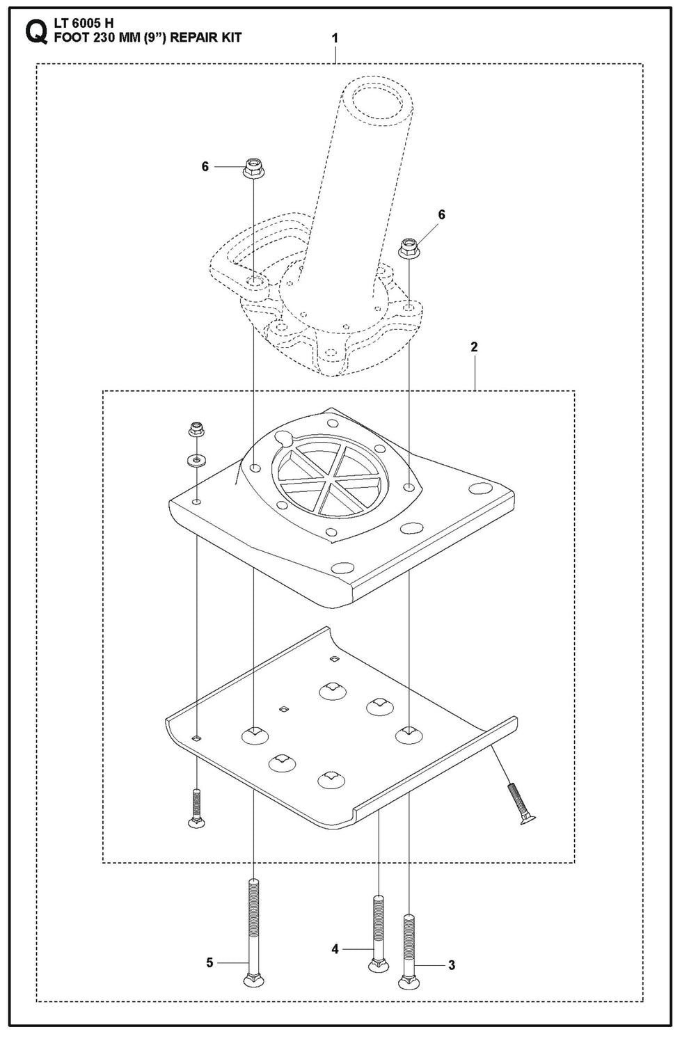 Foot 230 mm (9") Repair Kit Parts For LT 6005 H - 967854503 Compaction Rammers By Husqvarna