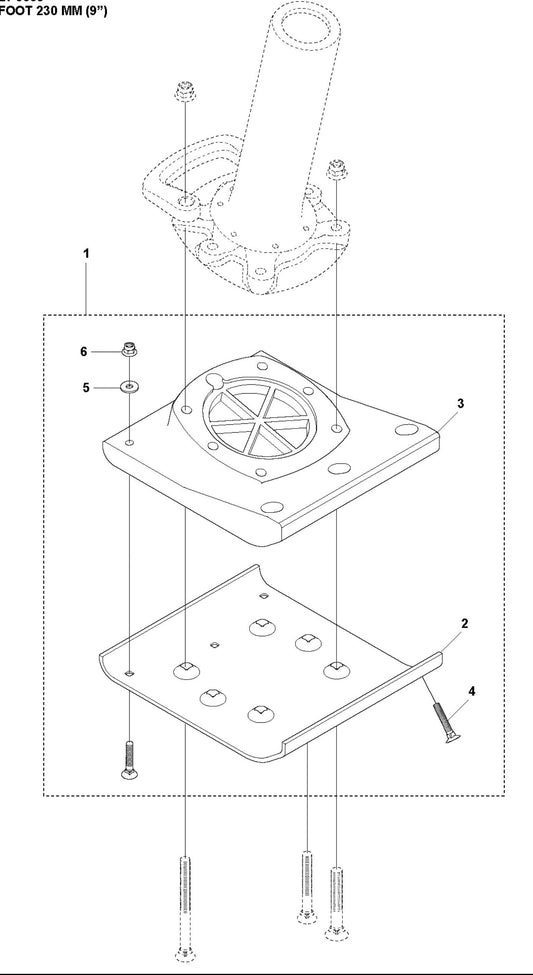 Foot 230mm (9&quot;) Assembly Parts For LT6005 Compaction Rammer By Husqvarna