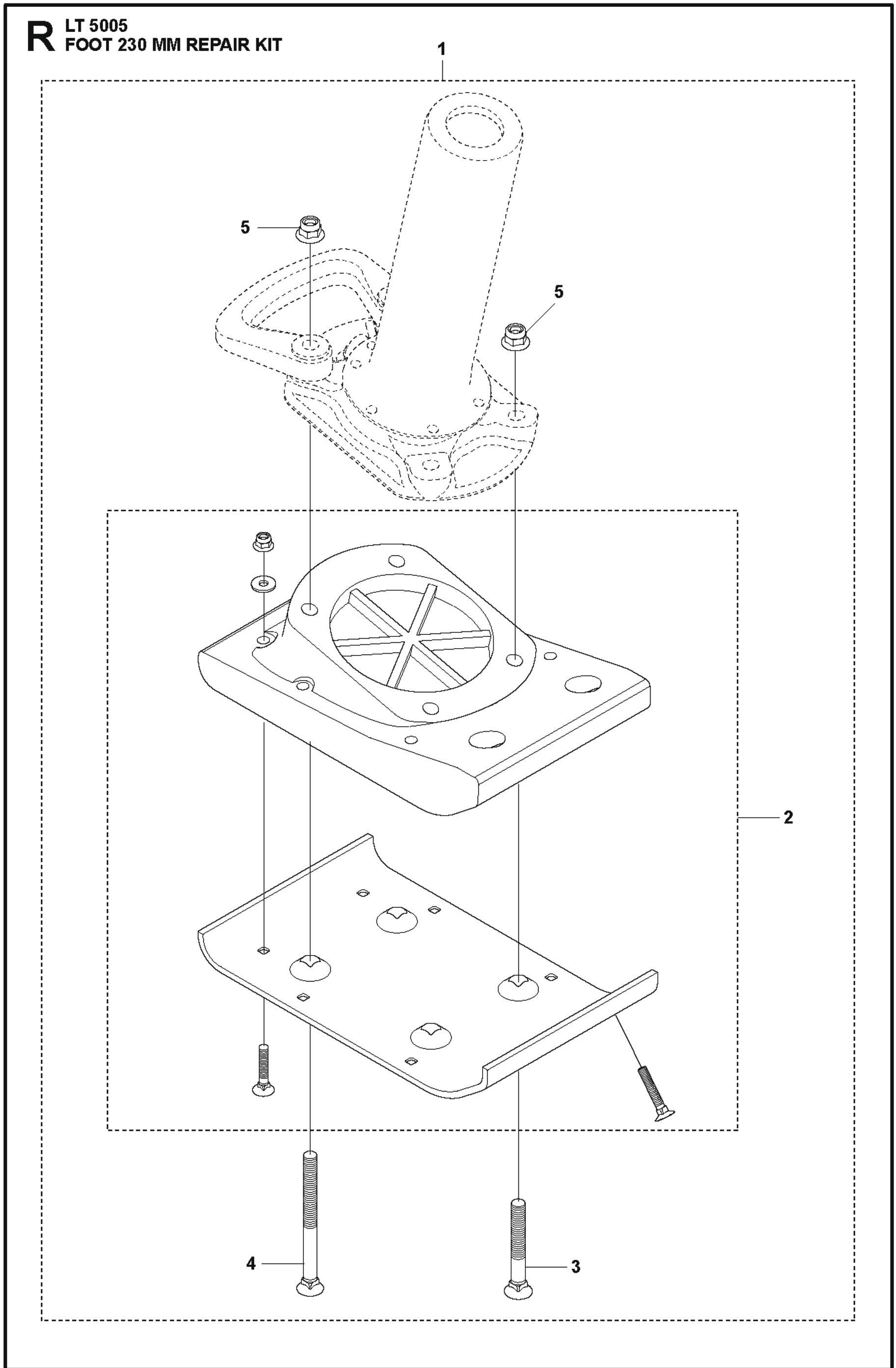 Foot 230 mm Repair Kit For LT 5005 Compaction Rammers By Husqvarna