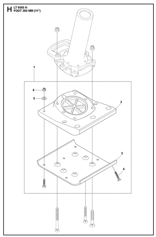 Foot 280 mm (11&quot;) Parts For LT 6005 H - 967854503 Compaction Rammers By Husqvarna