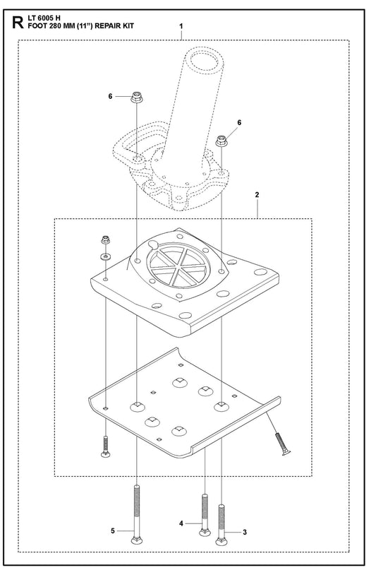 Foot 280 mm (11&quot;) Repair Kit Parts For LT 6005 H - 967854503 Compaction Rammers By Husqvarna