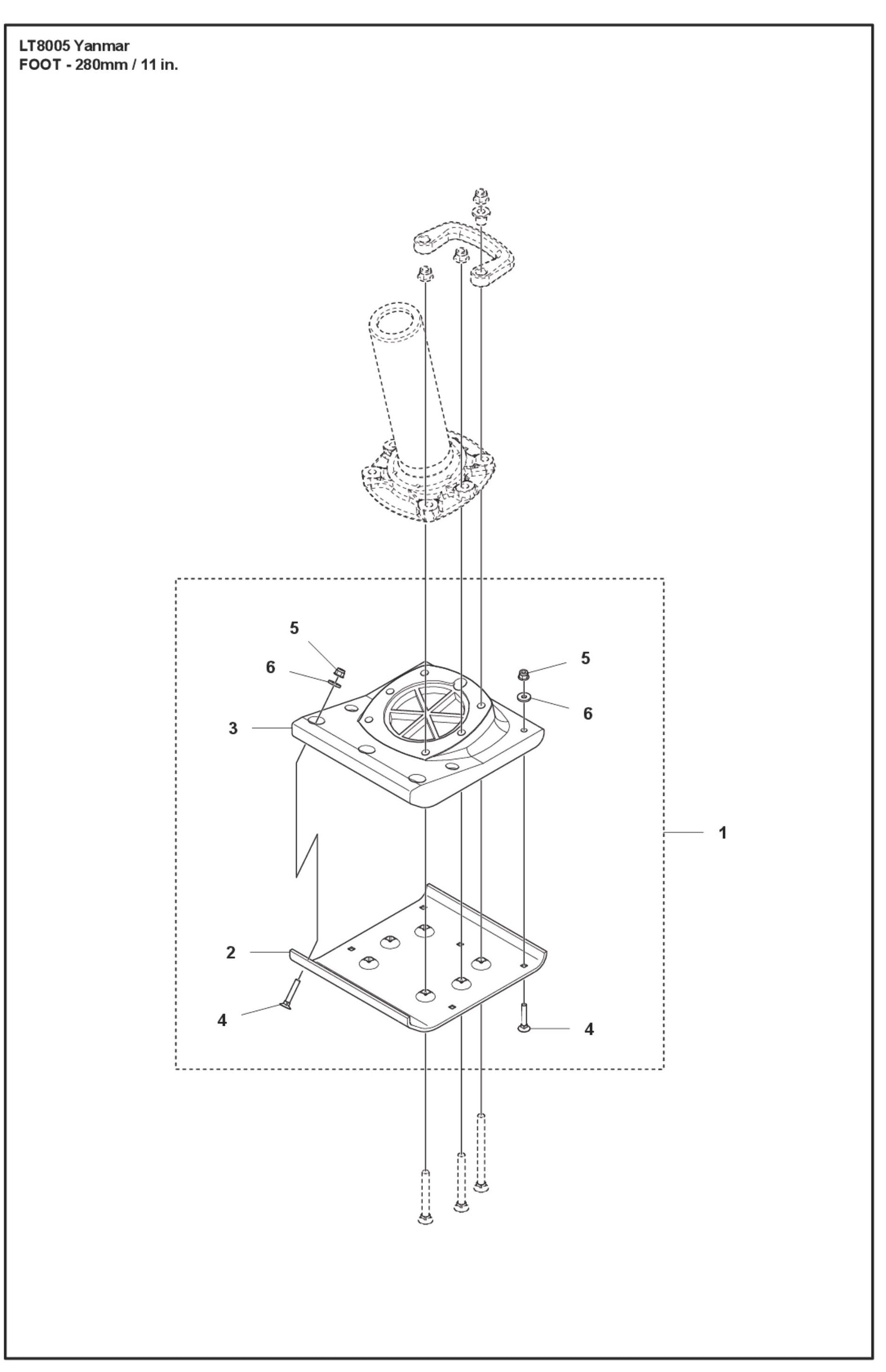 Foot - 280mm/ 11 in. Parts For LT8005 II Yanmar By Husqvarna