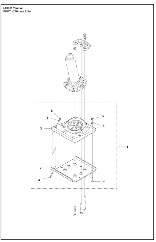 Foot - 280mm/ 11 in. Parts For LT8005 II Yanmar By Husqvarna