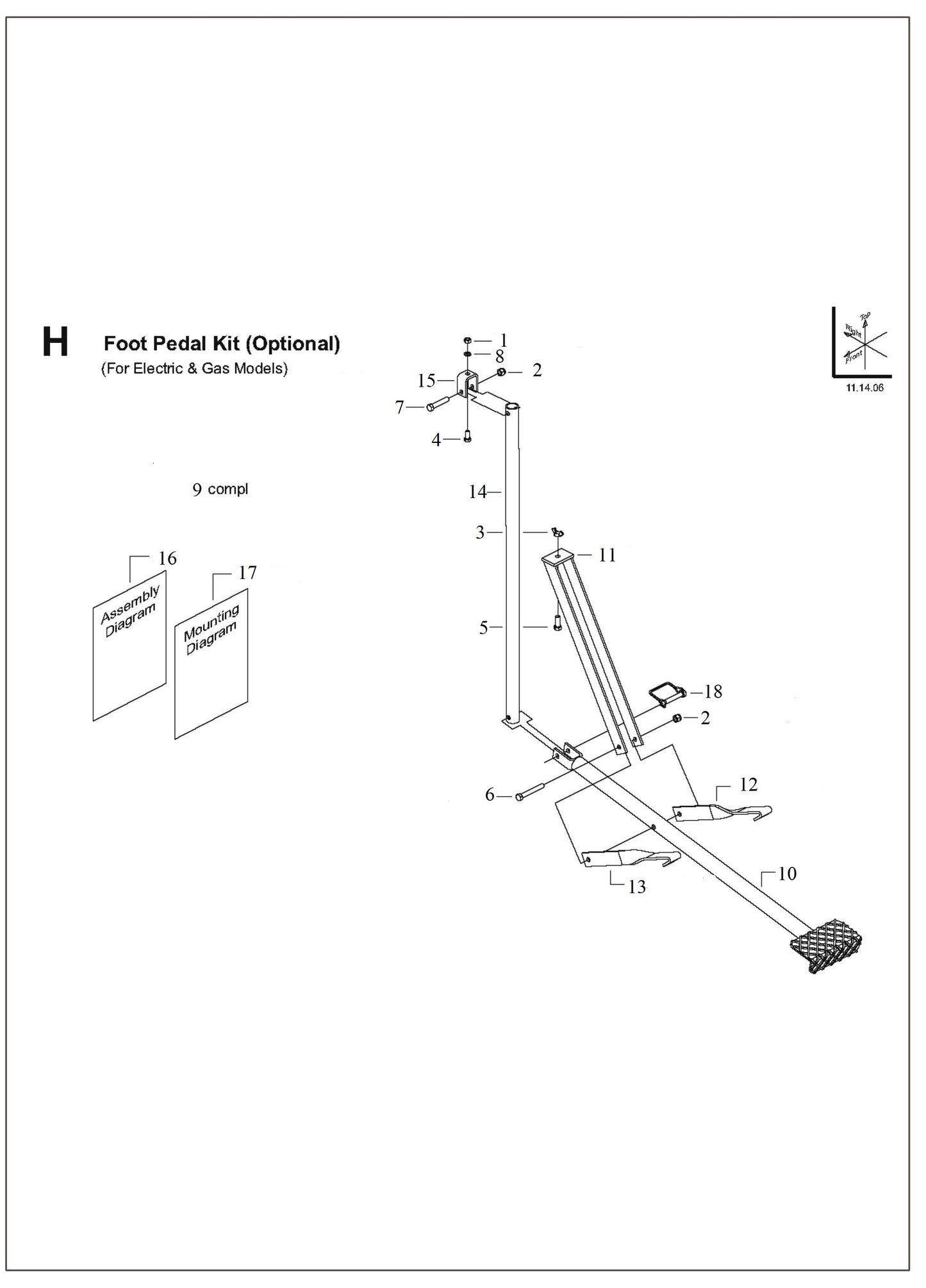 Foot Pedal Kit  Parts For TS 355 G By Husqvarna