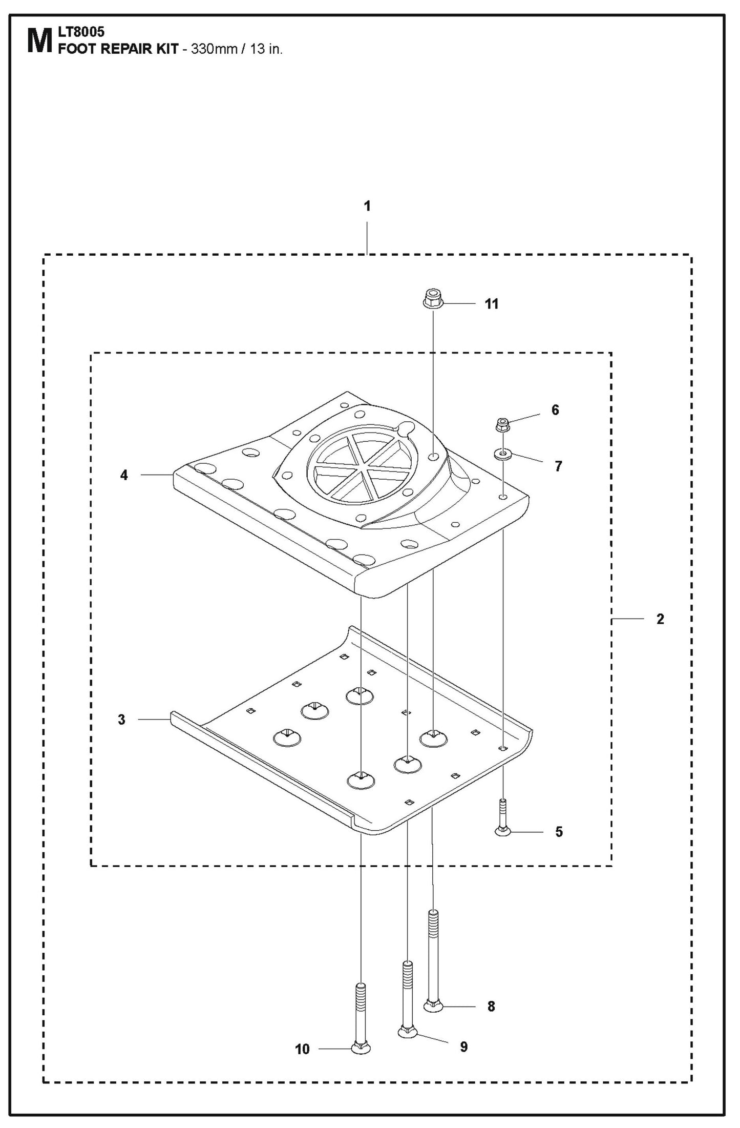 Foot Repair Kit - 330mm/ 13 in. Parts For LT8005 Compaction Rammer By Husqvarna