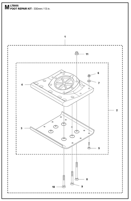 Foot Repair Kit - 330mm/ 13 in. Parts For LT8005 Compaction Rammer By Husqvarna