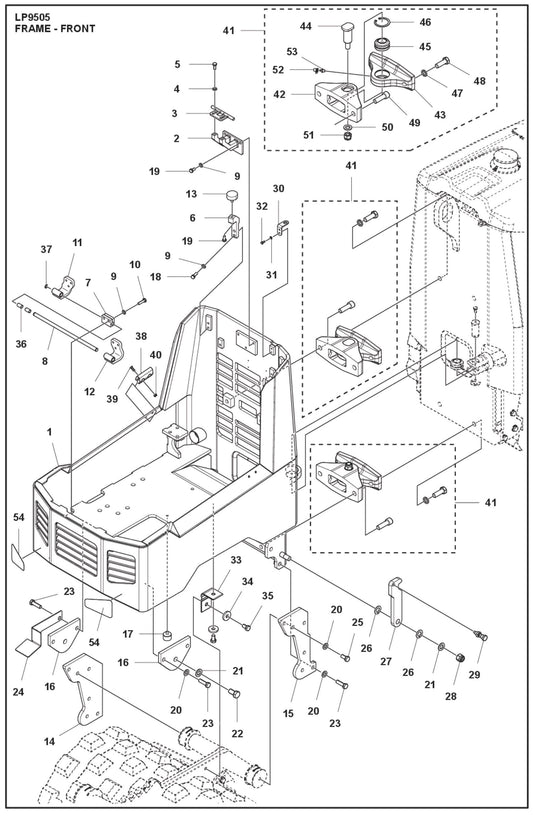 Frame- Front Parts For LP 9505 Trench Roller By Husqvarna