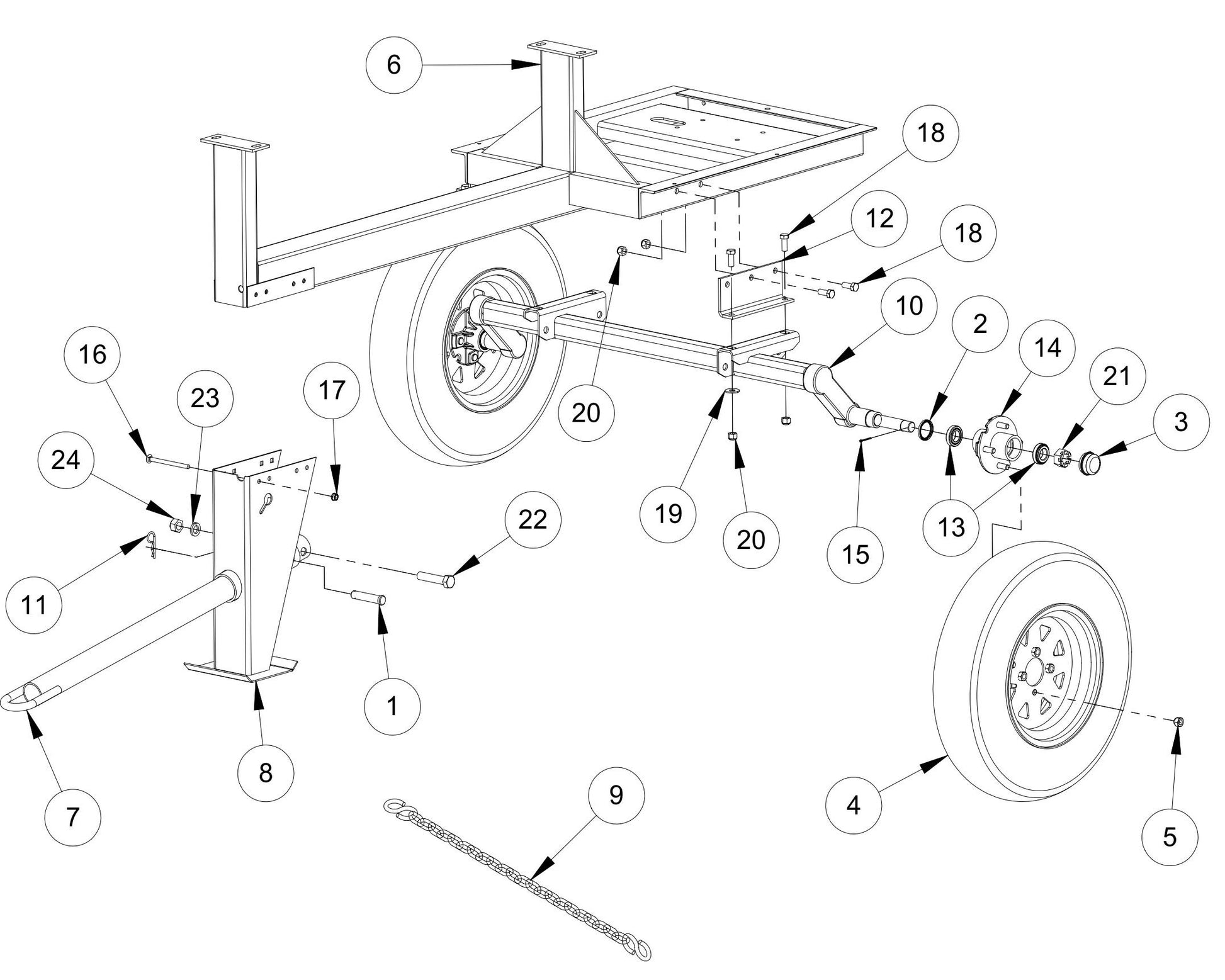 MM120 Frame And Axle Assembly Parts By MBW