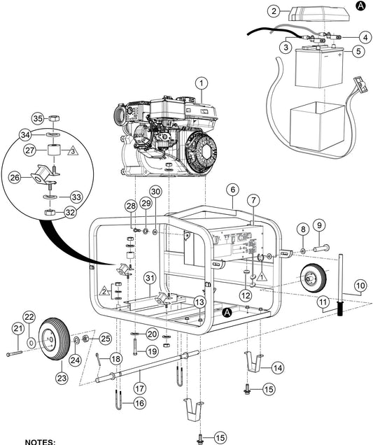 QP3TI frame And Battery Assembly Parts By Multiquip
