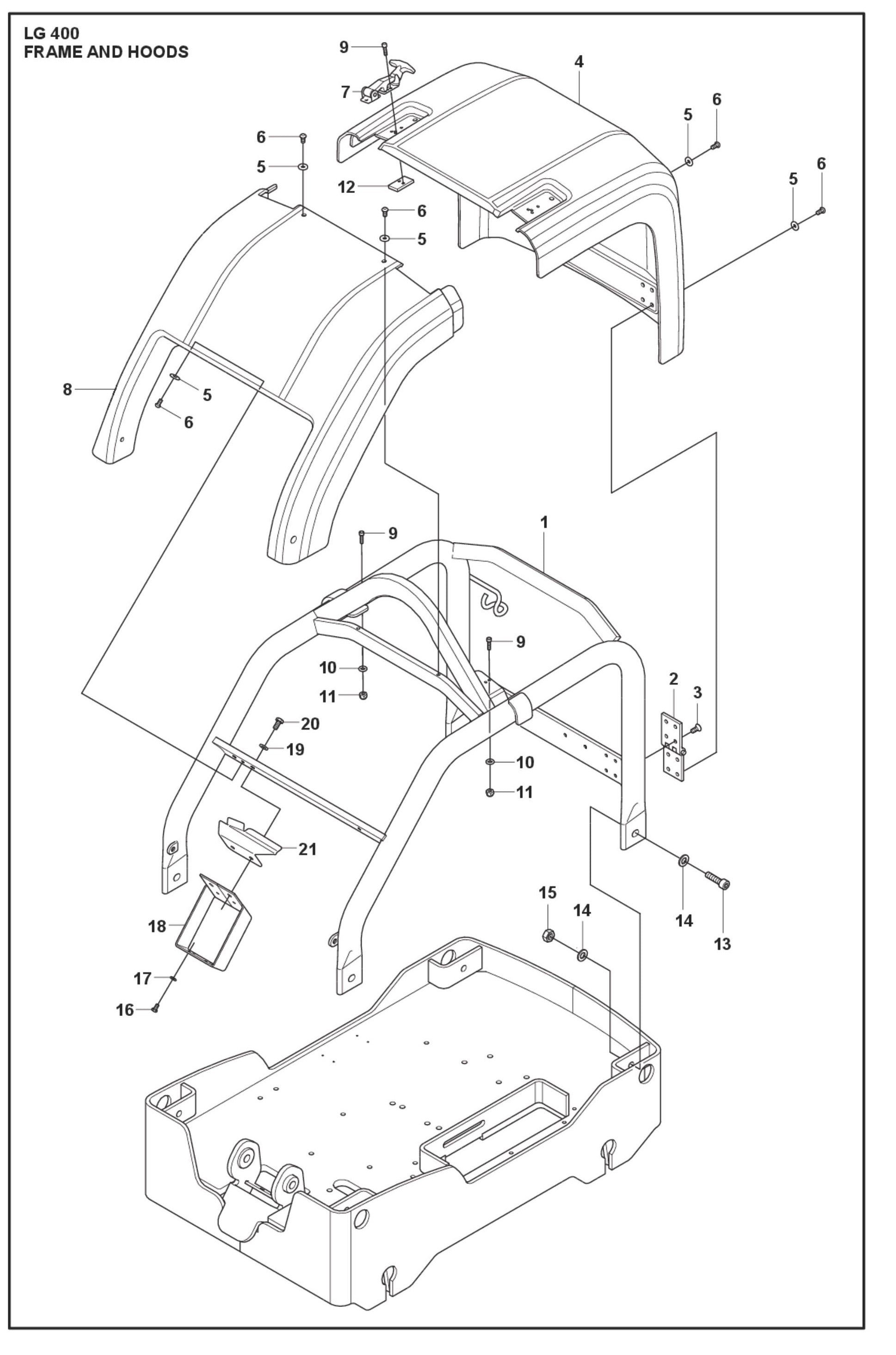 Frame And Hoods Assembly Parts For LG400 Diesel By Husqvarna