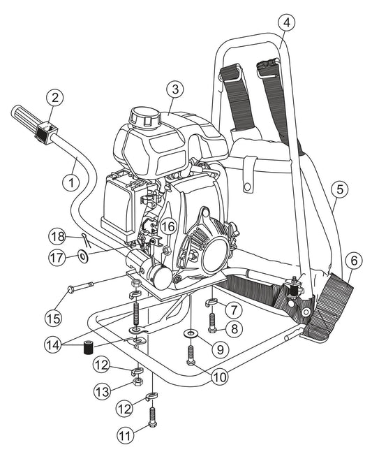 BP-25H Gasoline Vibrator- Frame Assembly Parts By Multiquip