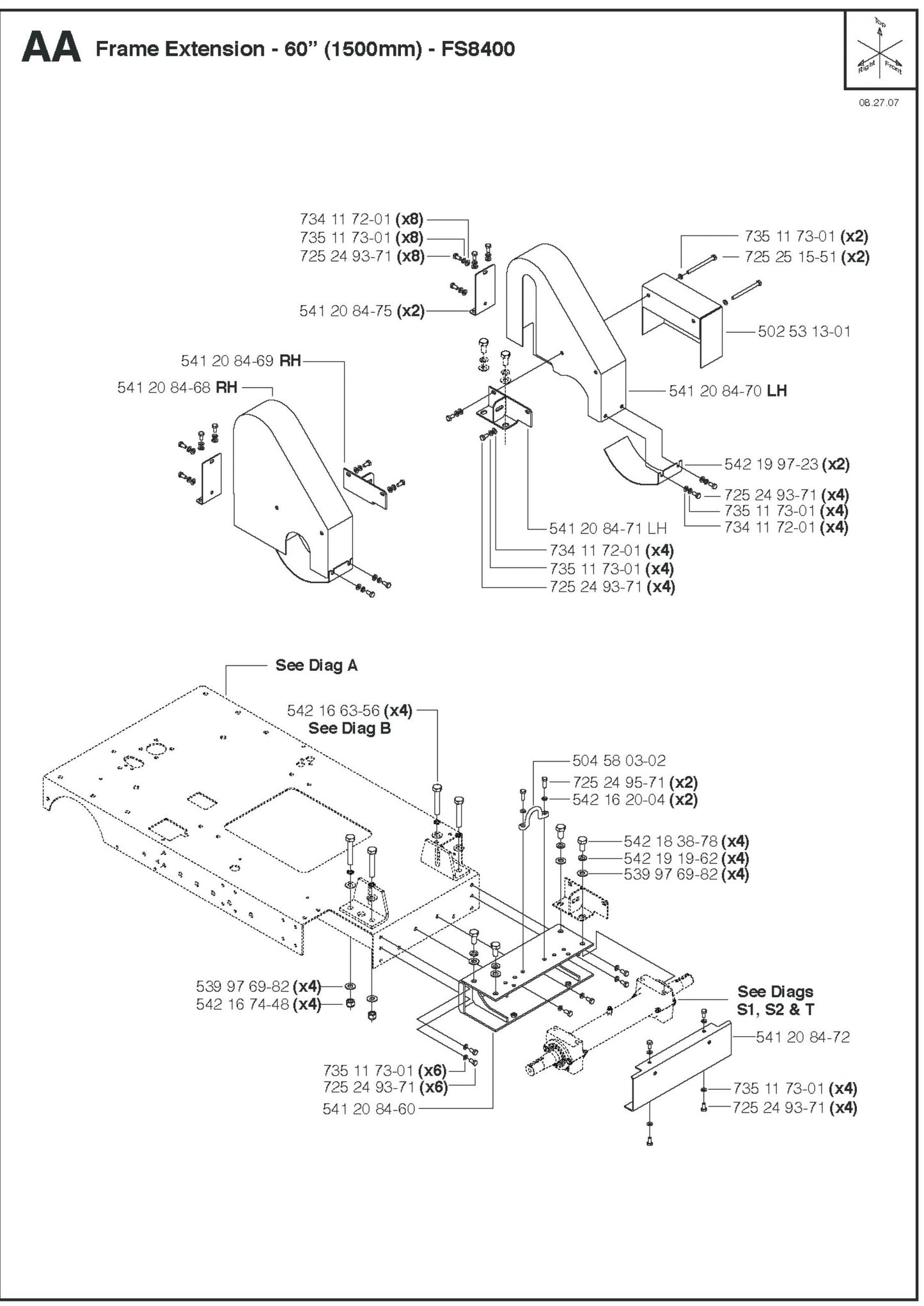 Frame Extension - 60&quot; (1500mm) Parts For FS8400 D By Husqvarna