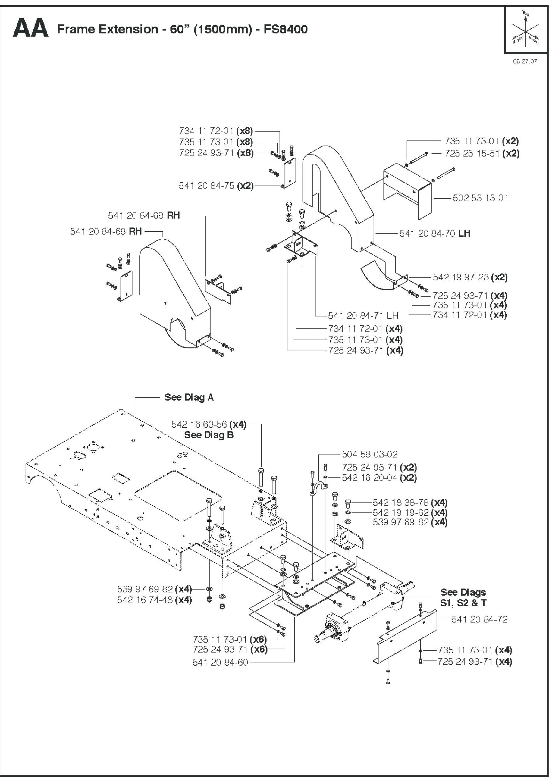 Frame Extension - 60&quot; (1500mm) Parts For FS8400 D By Husqvarna