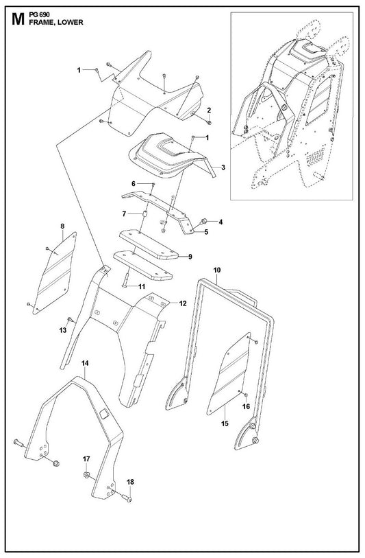 Frame Lower Parts For PG 690  By Husqvarna